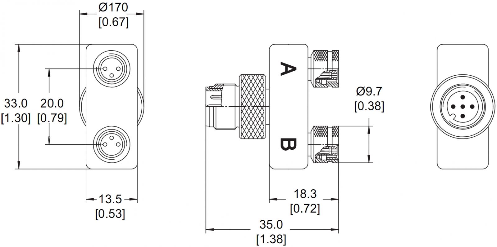 מפצלים לסנסורים ALPHA WIRE ALPHA CONNECT SPL003 OR032